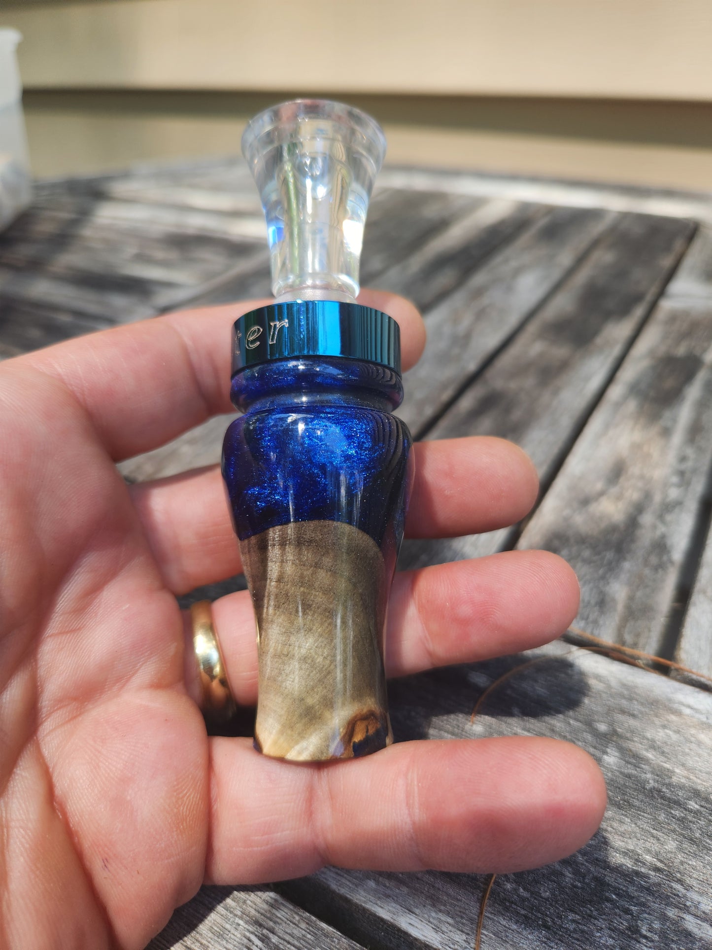 Buckeye burl wood with resin  double Reed Duck Call