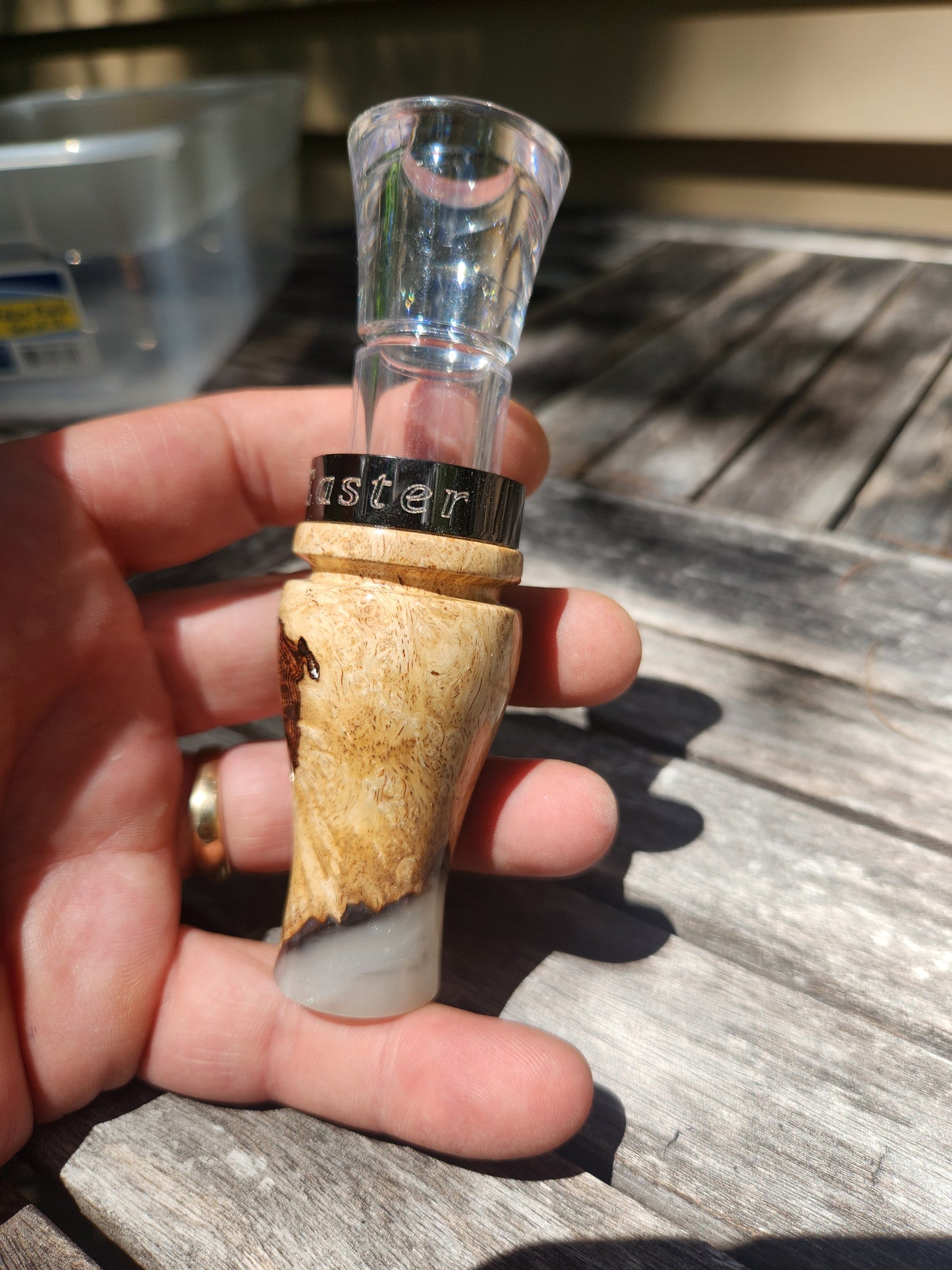 Honduran rose wood burl short reed goose call