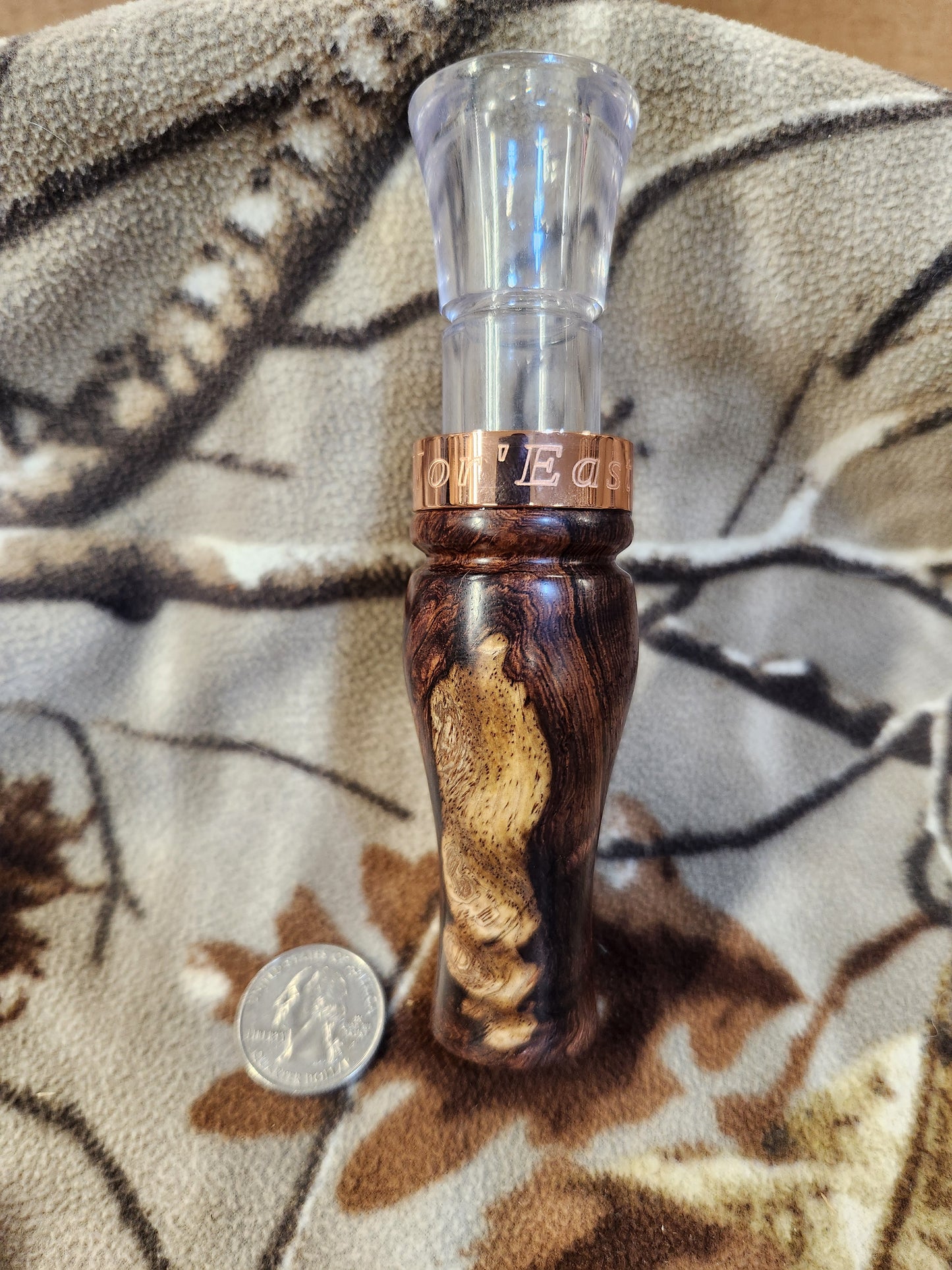 Honduran rose wood burl short reed goose call
