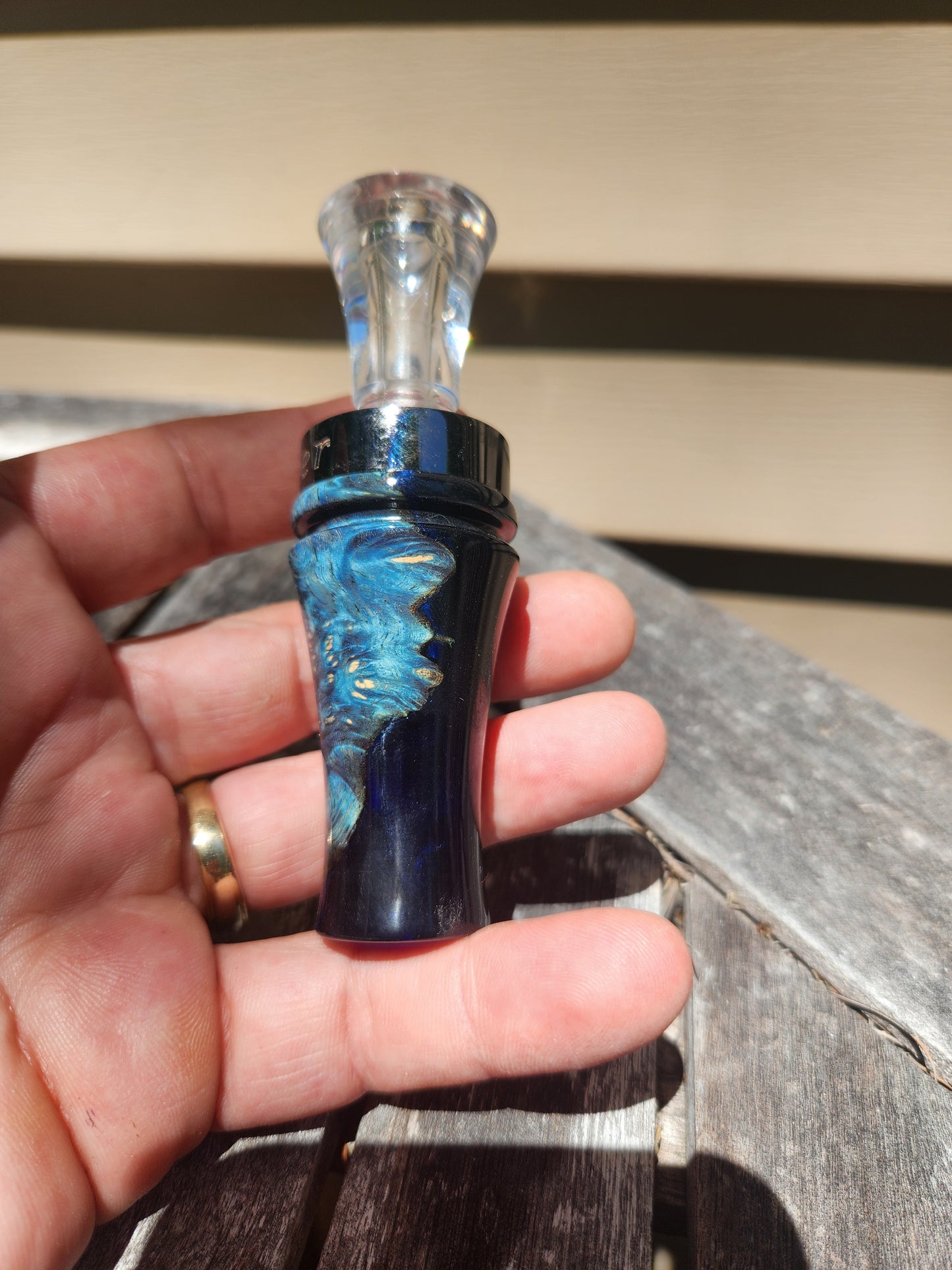 Boxelder burl wood with Resin single reed duck call