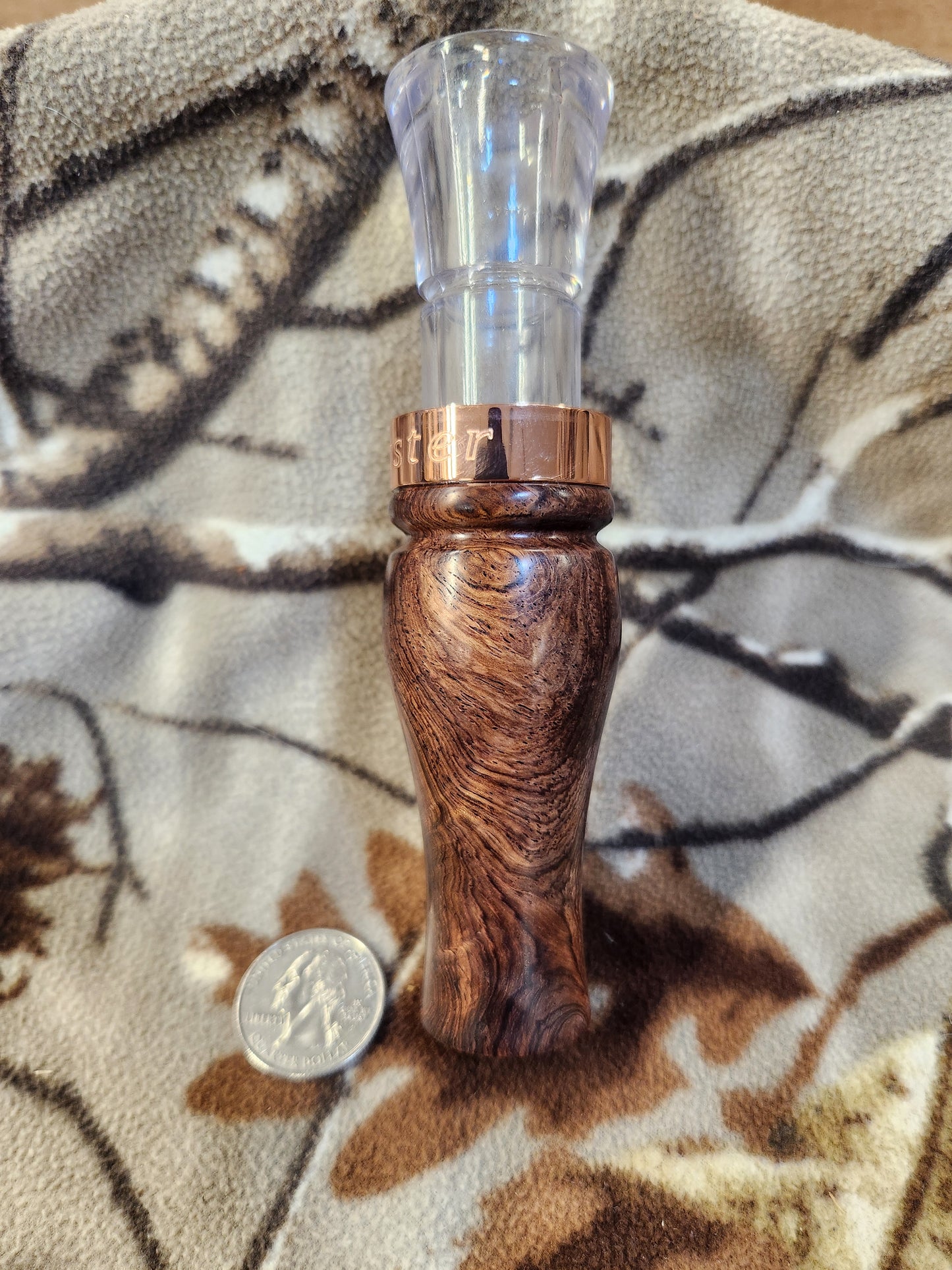 Honduran rose wood burl short reed goose call