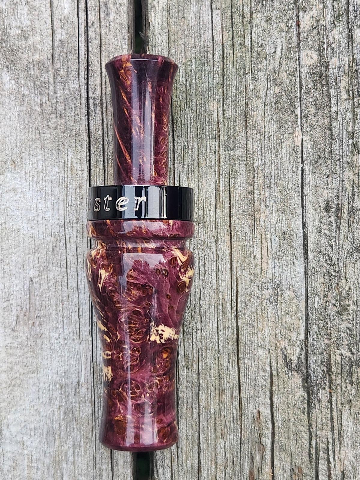 Stabilized and Dyed yellow cedar burl wood duck call