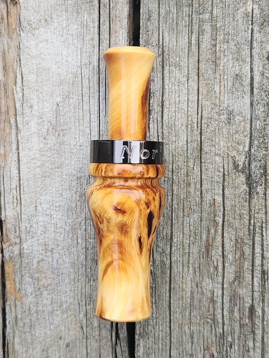 Yellow cedar burl wood, wood duck call