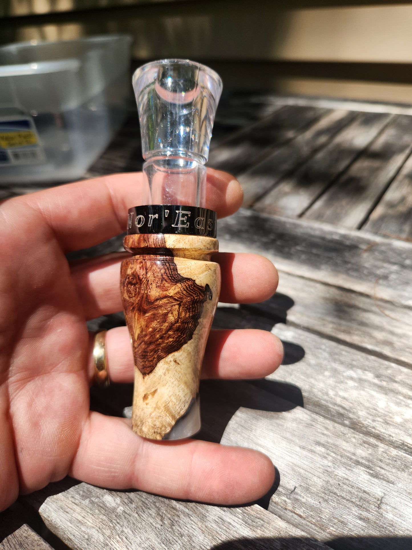 Honduran rose wood burl short reed goose call