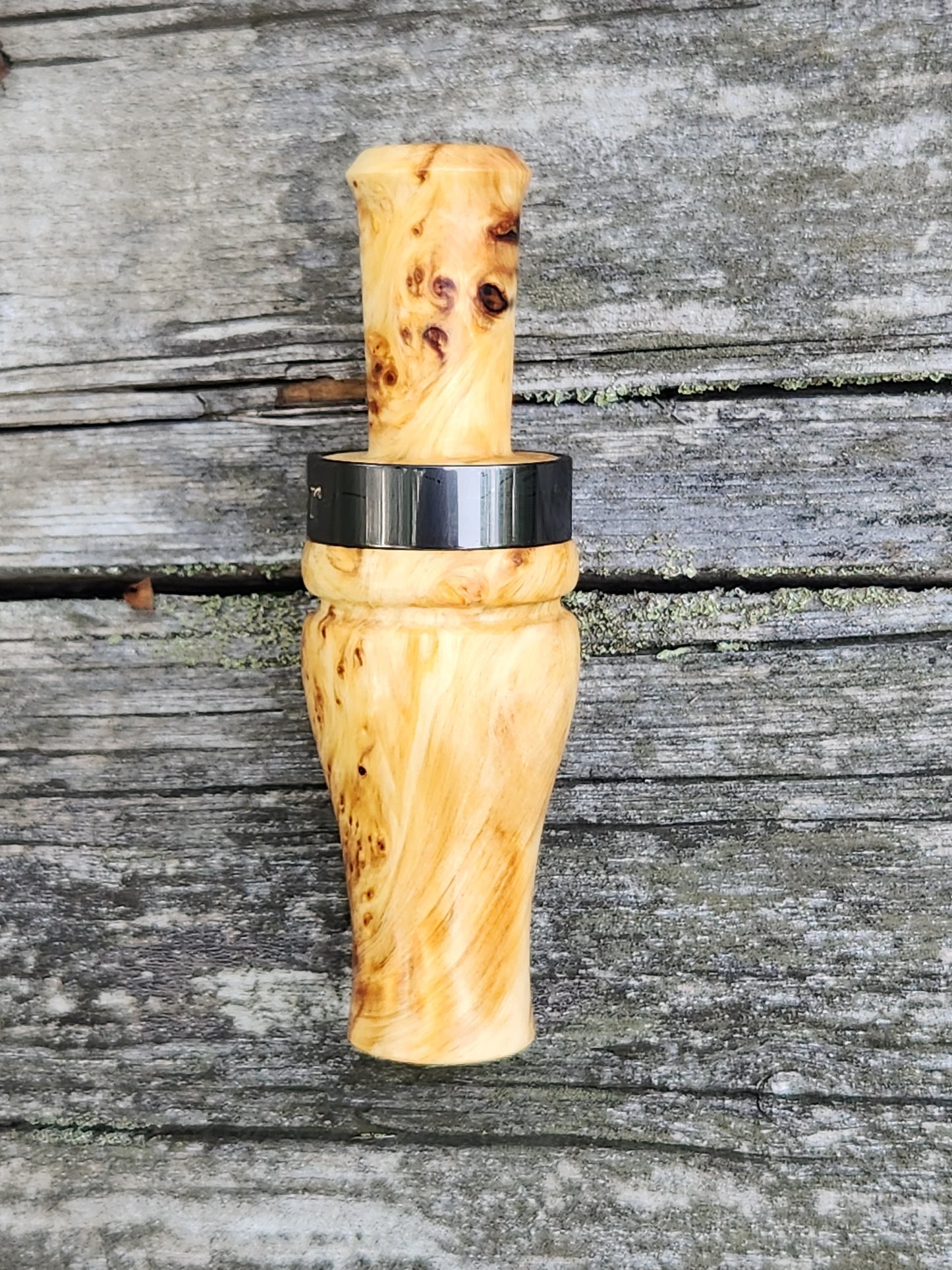 Yellow cedar burl wood teal and wood duck call