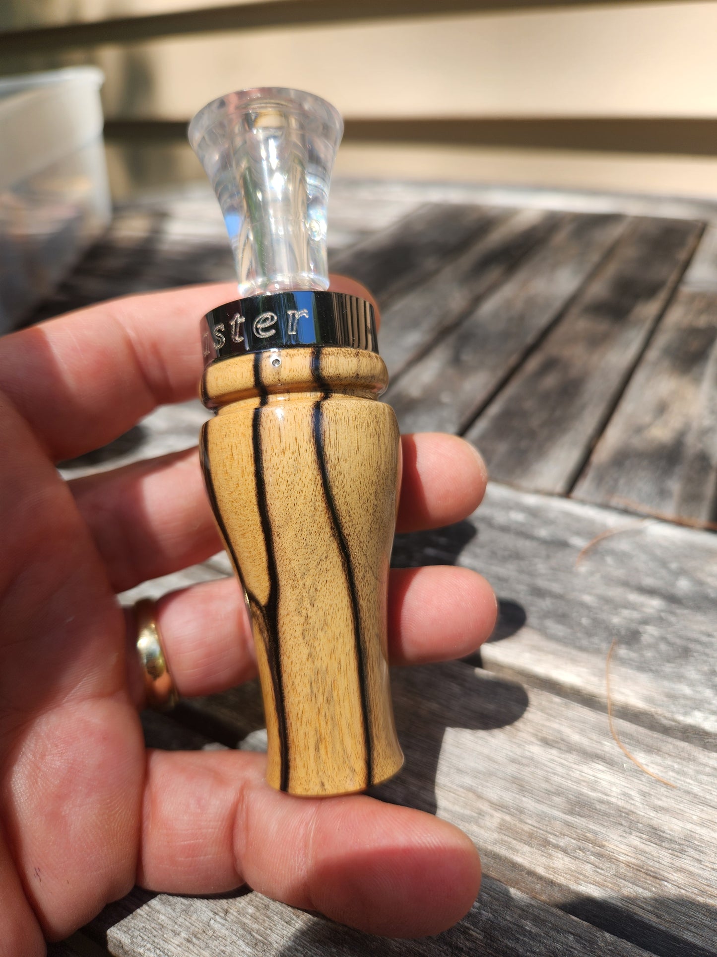 Rare Stripped ebony double reed duck call