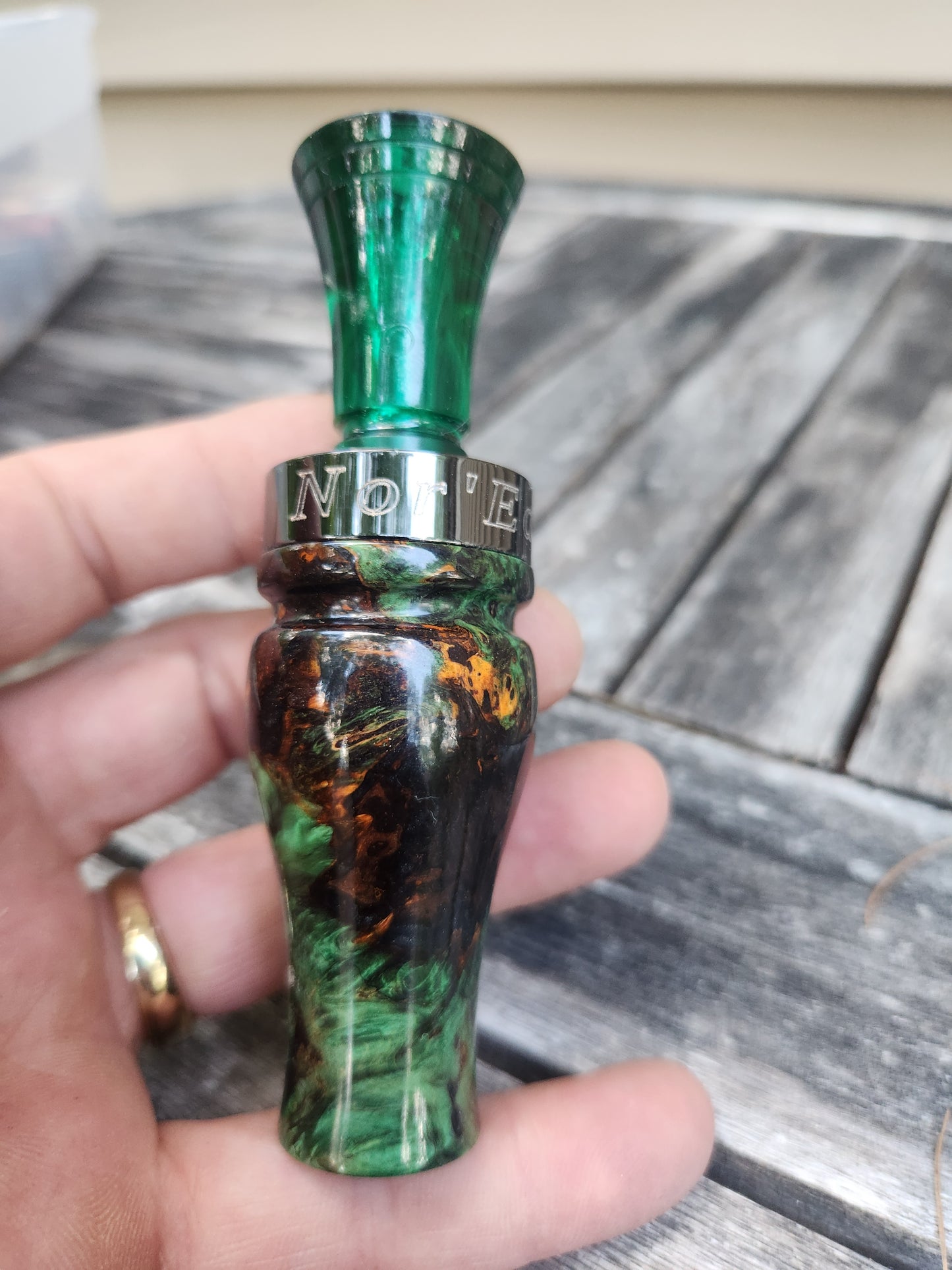 Amboyna burl wood single reed duck call