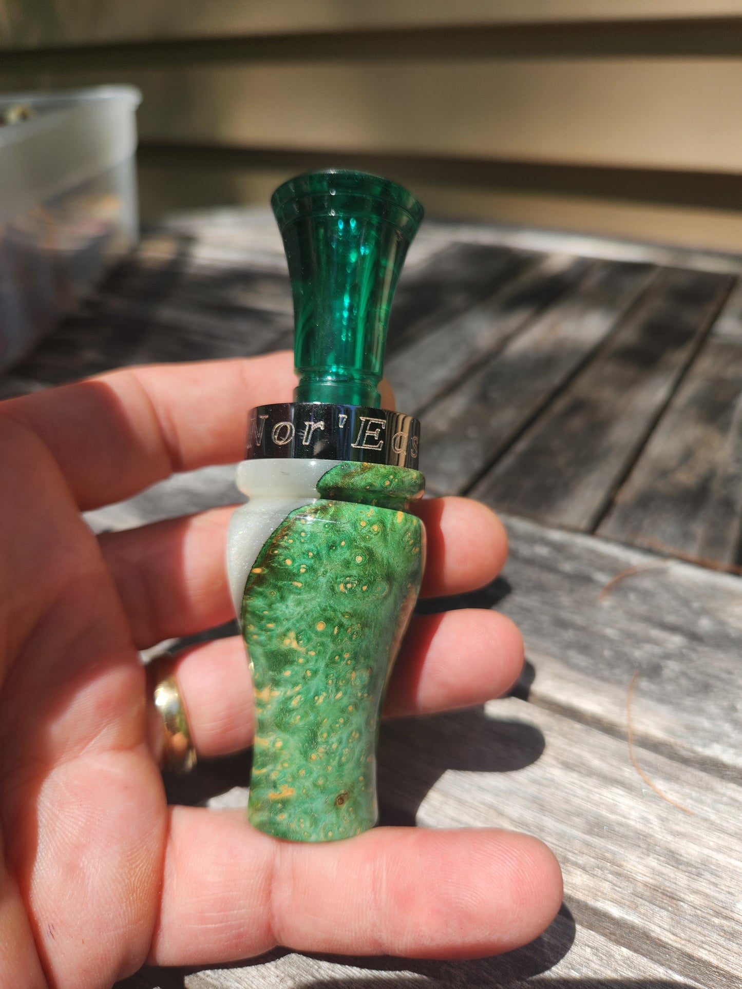 Boxelder burl wood with Resin double Reed Duck Call