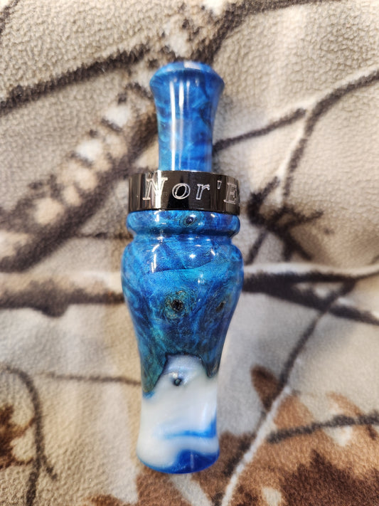 Wood duck and Teal Call maple burl with resin
