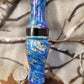 Double reed duck call made from stabilized and dyed boxelder burl wood cocobolo wood tone board