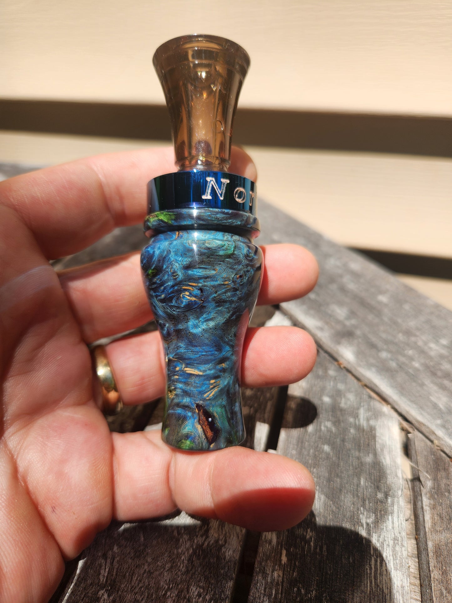 Amboyna burl wood with Resin double Reed Duck Call