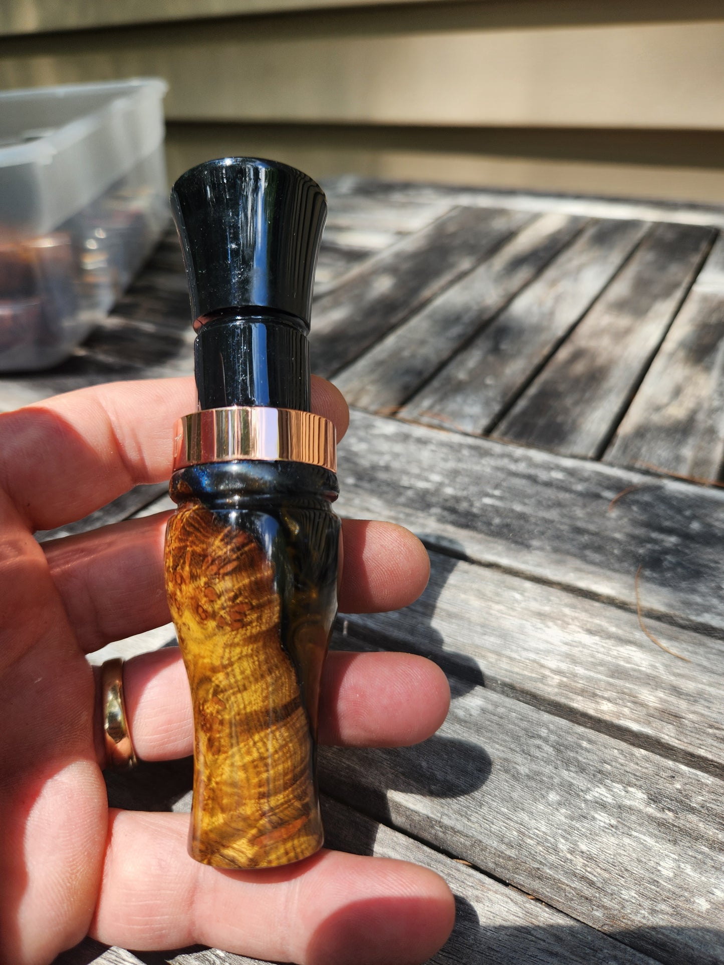 Chittum burl wood with Resin short reed goose call