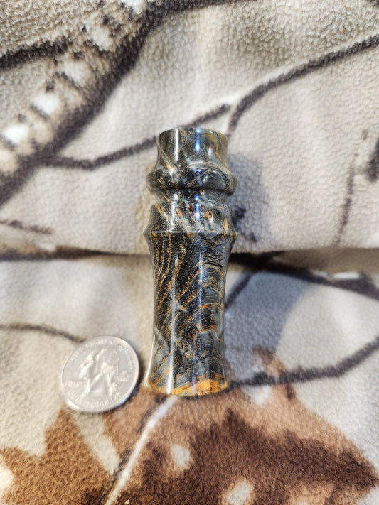 Rabbit distress call made from stabilized and dyed black ash burl
