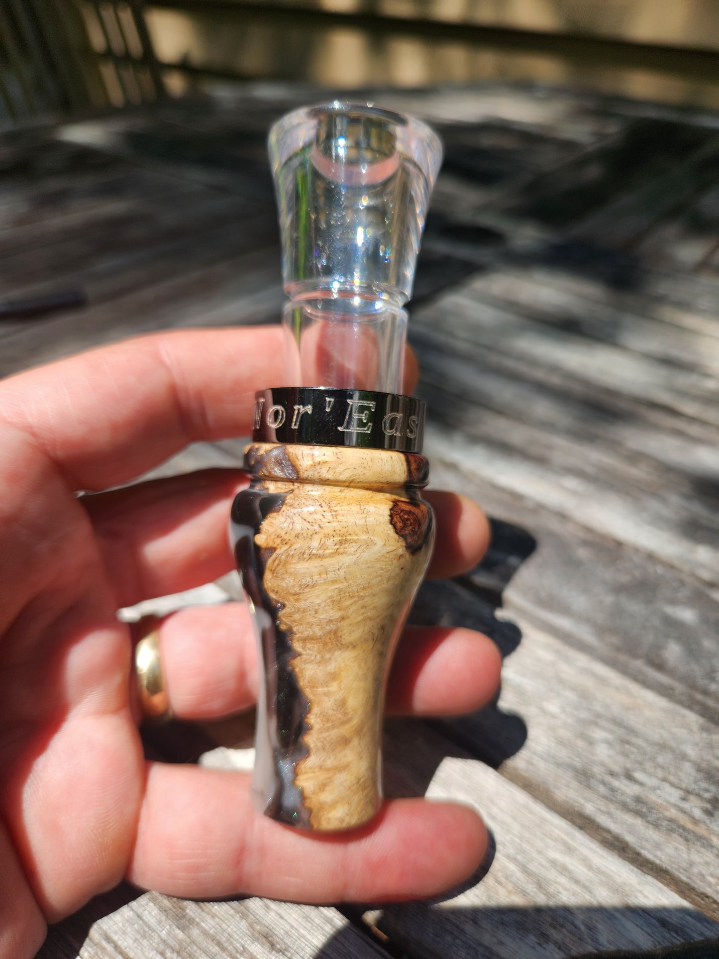 Honduran rose wood burl short reed goose call