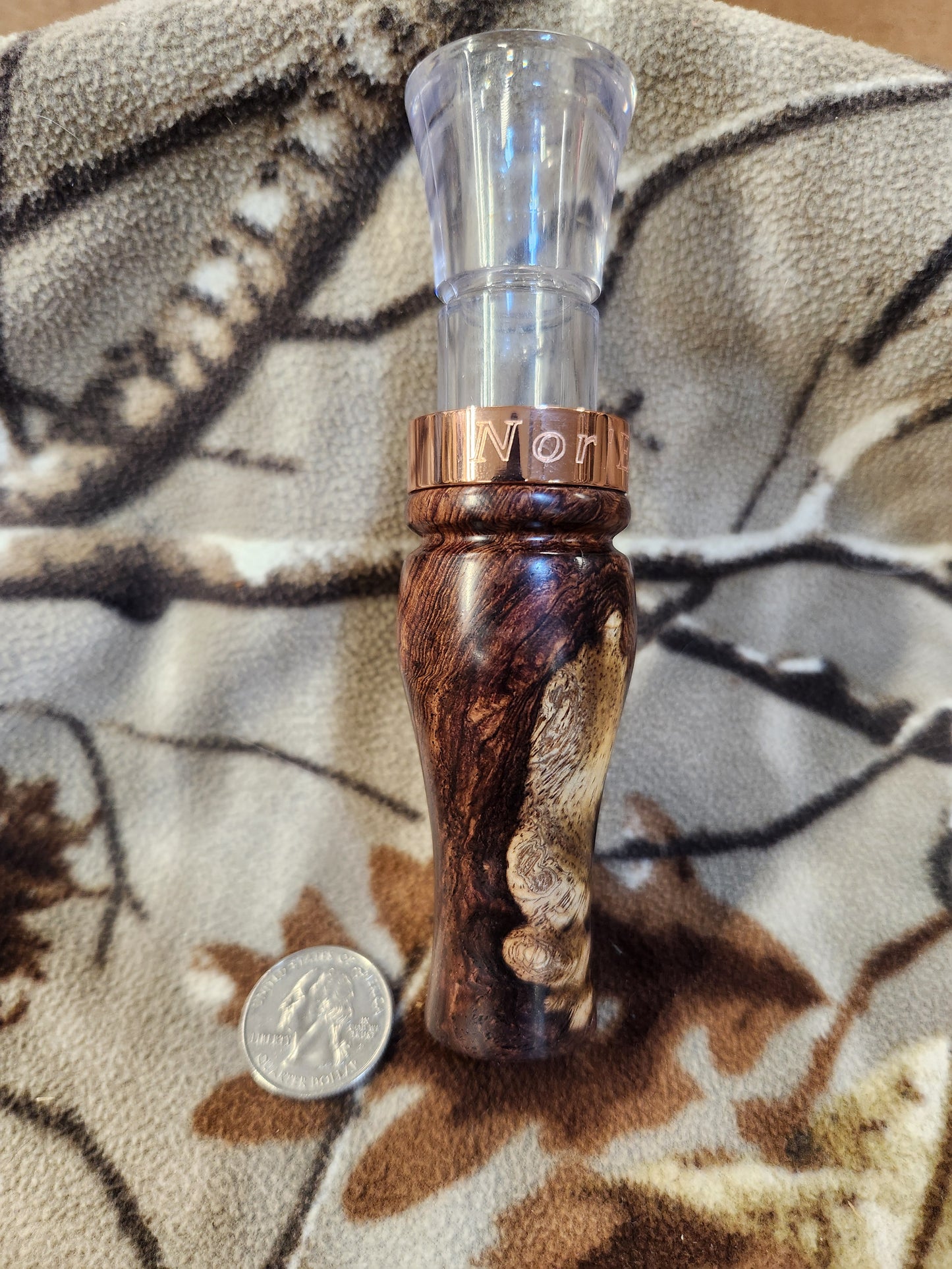 Honduran rose wood burl short reed goose call