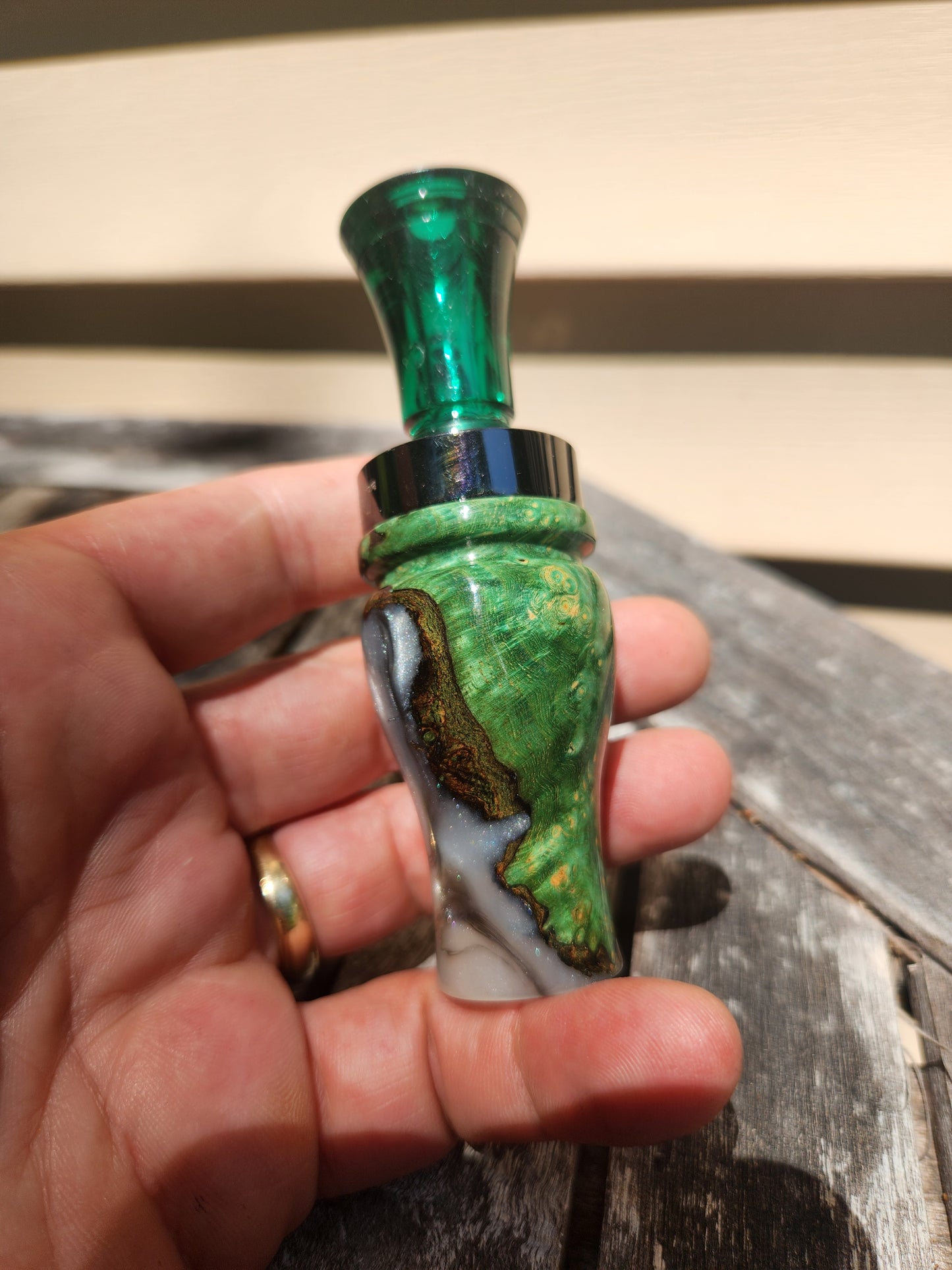 Boxelder burl wood with Resin double Reed Duck Call