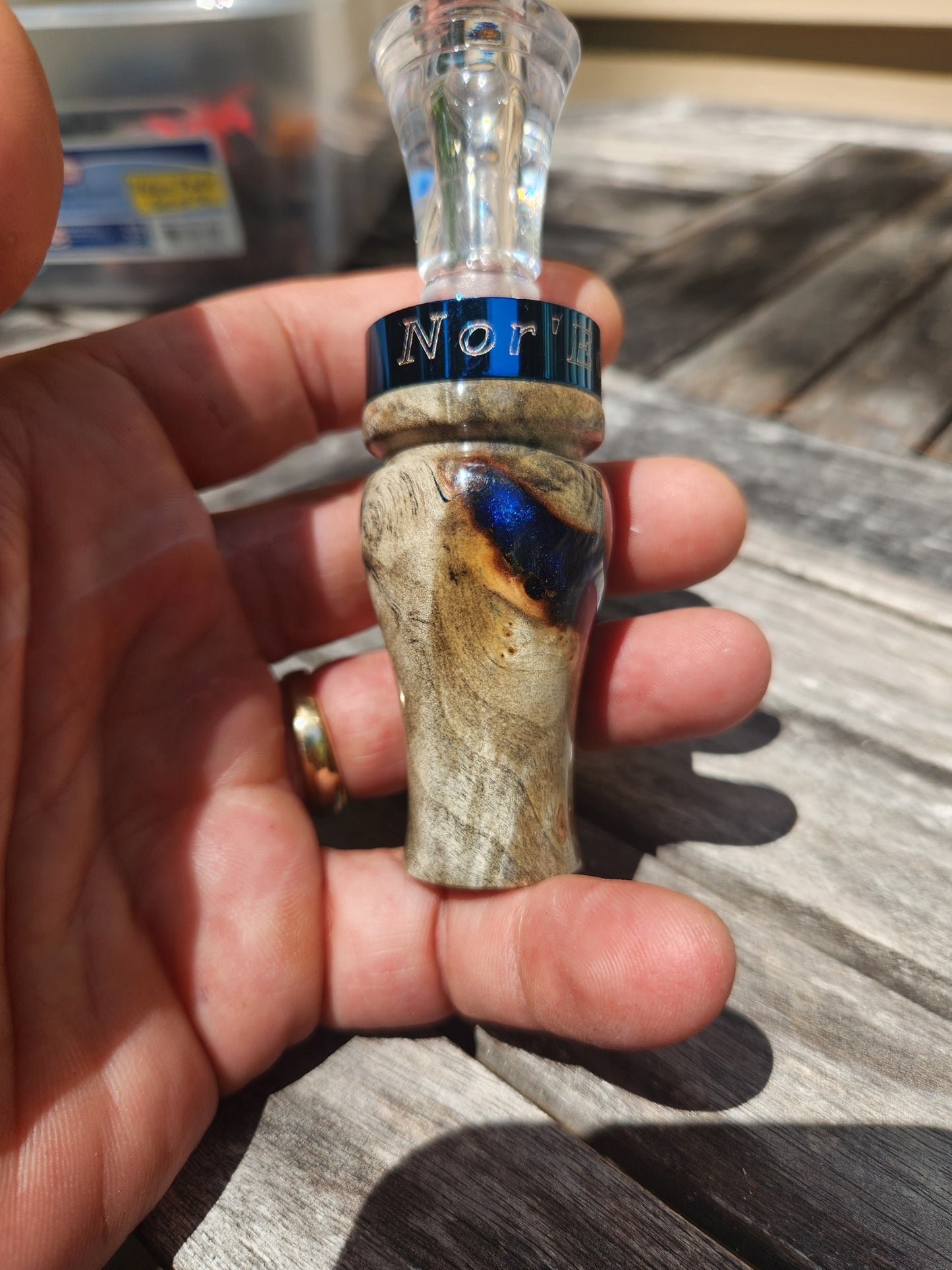 Buckeye burl wood with Resin double Reed Duck Call