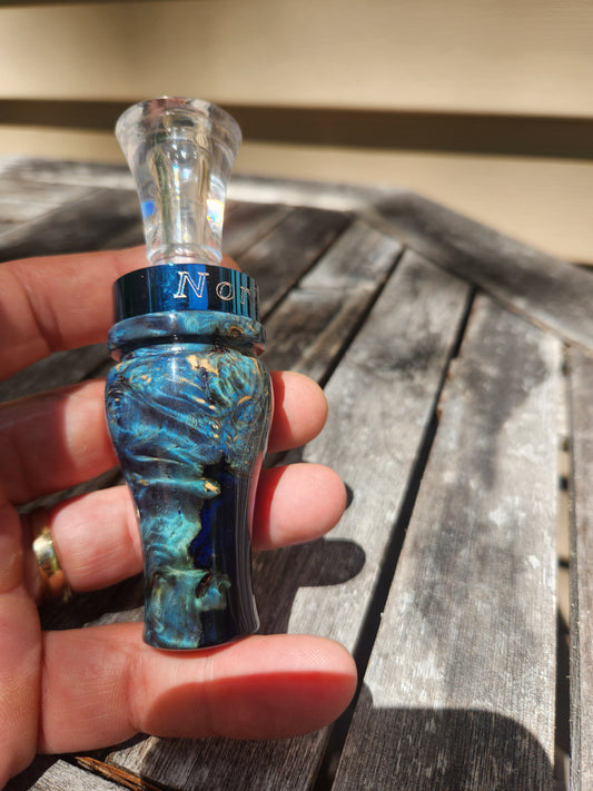 Amboyna burl wood with Resin single reed duck call