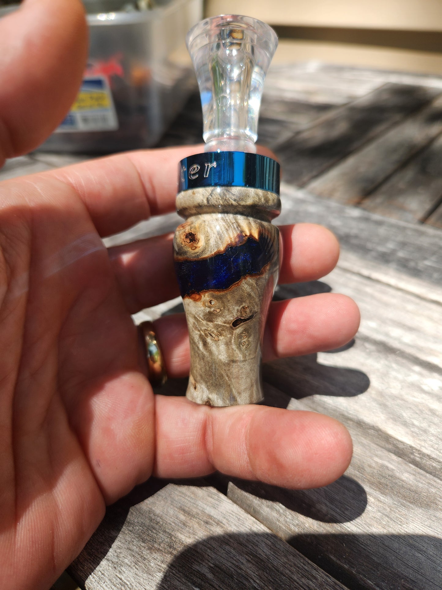 Buckeye burl wood with Resin double Reed Duck Call