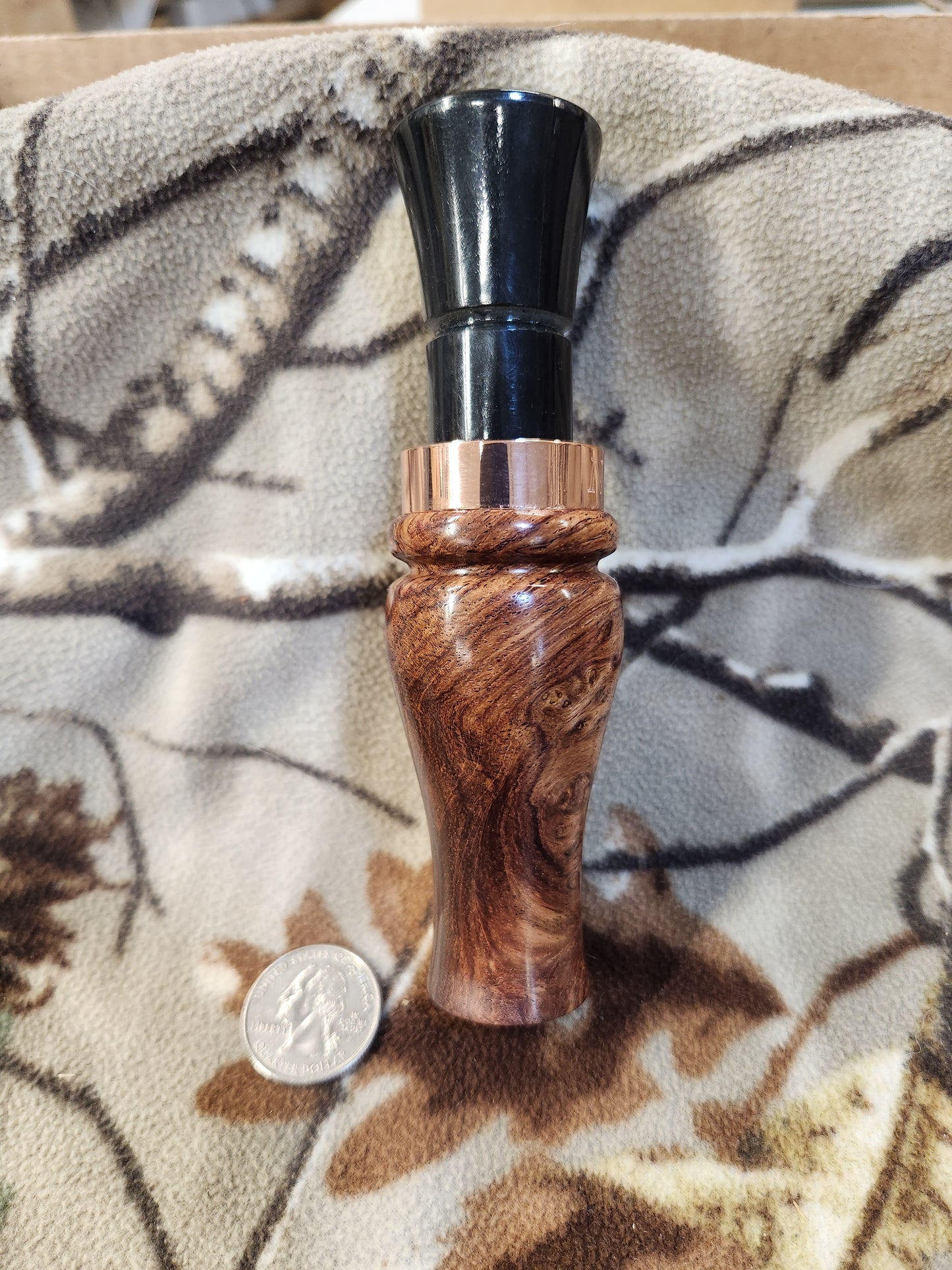 Honduran rose wood burl short reed goose call