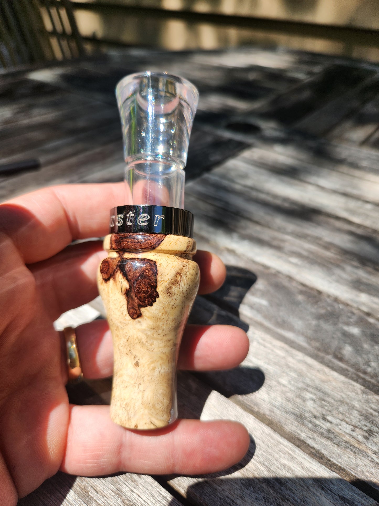 Honduran rose wood burl short reed goose call