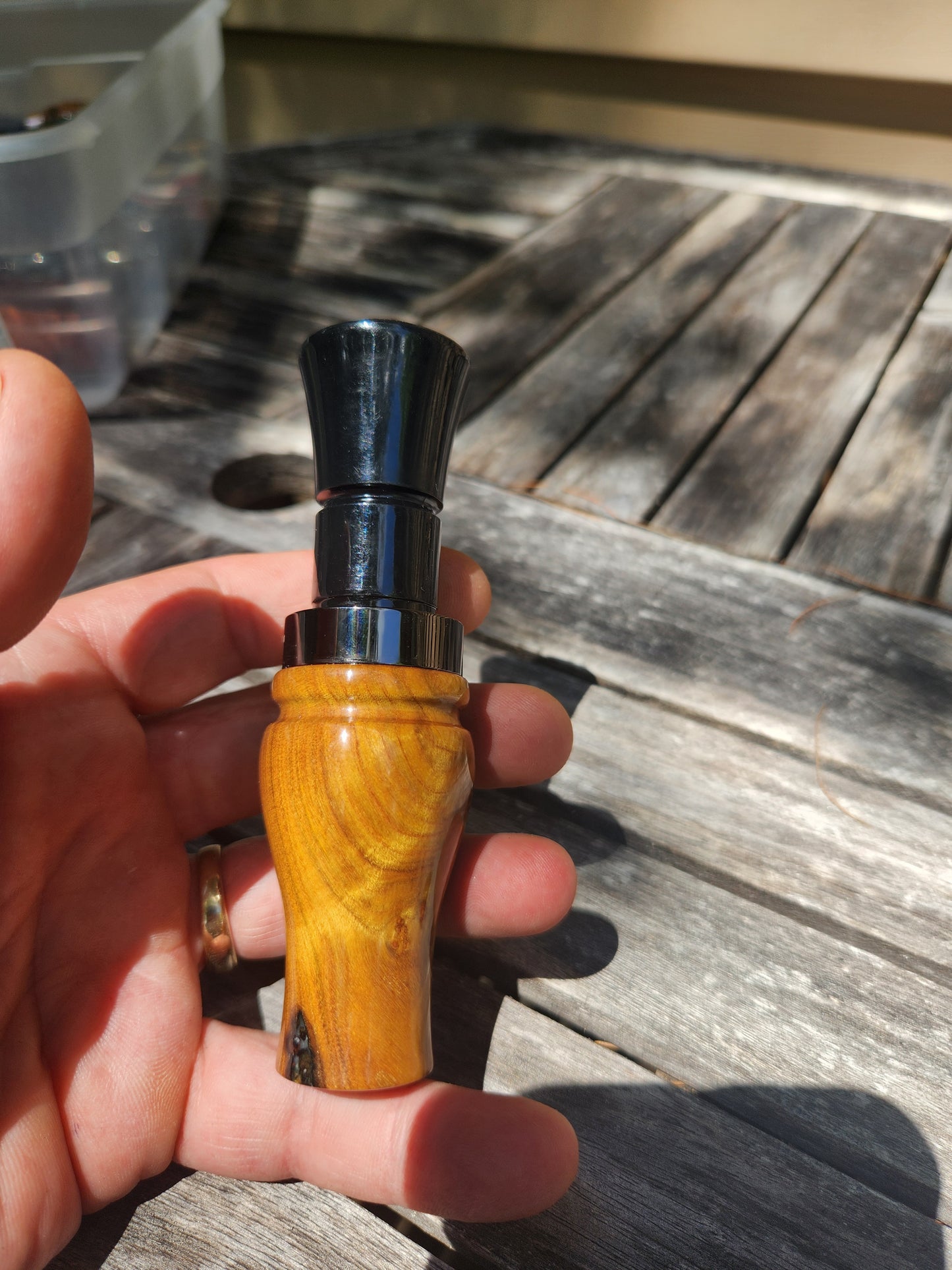 Chittum burl wood with Resin short reed goose call