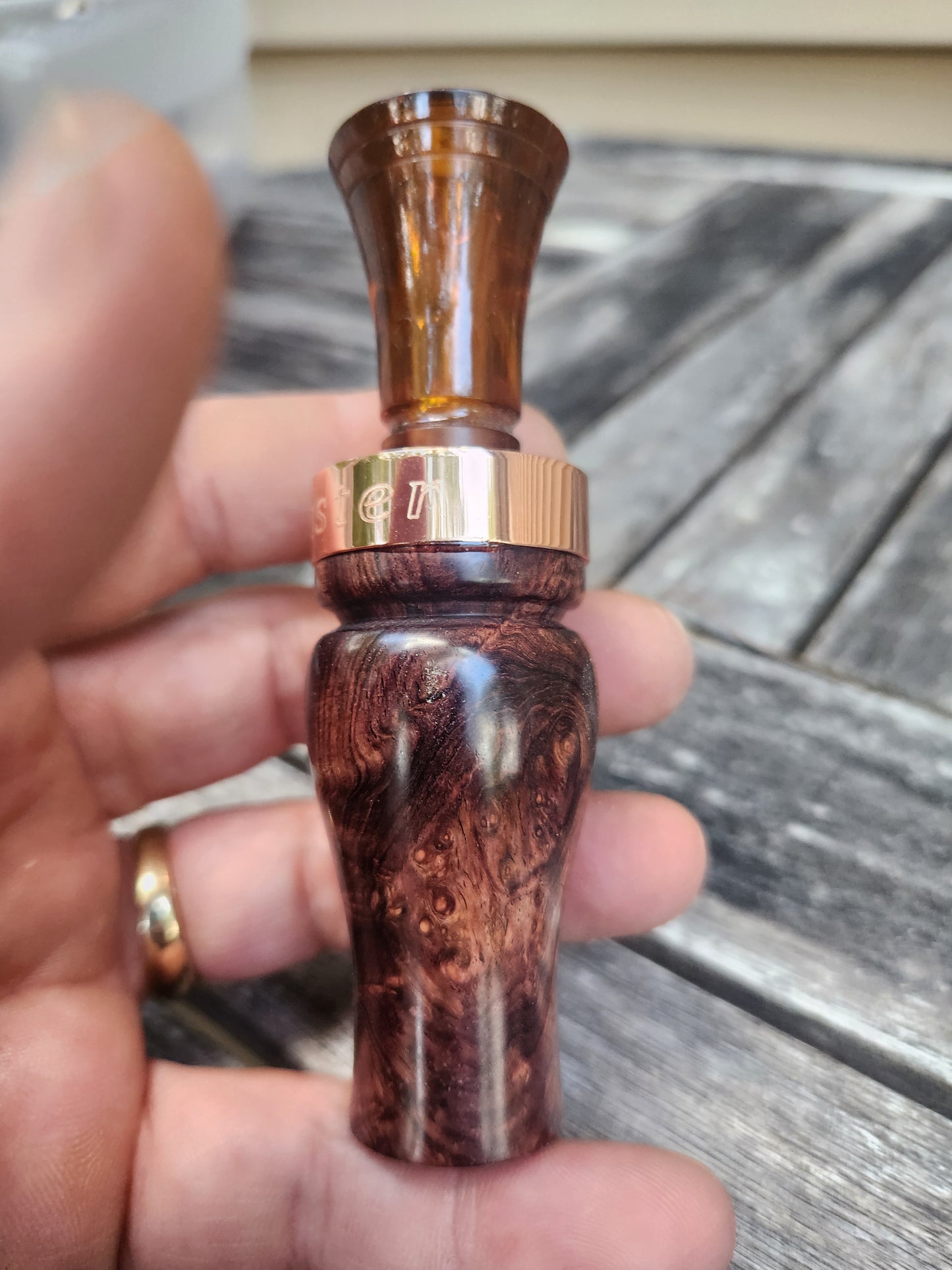 Honduran rose wood burl single reed duck call