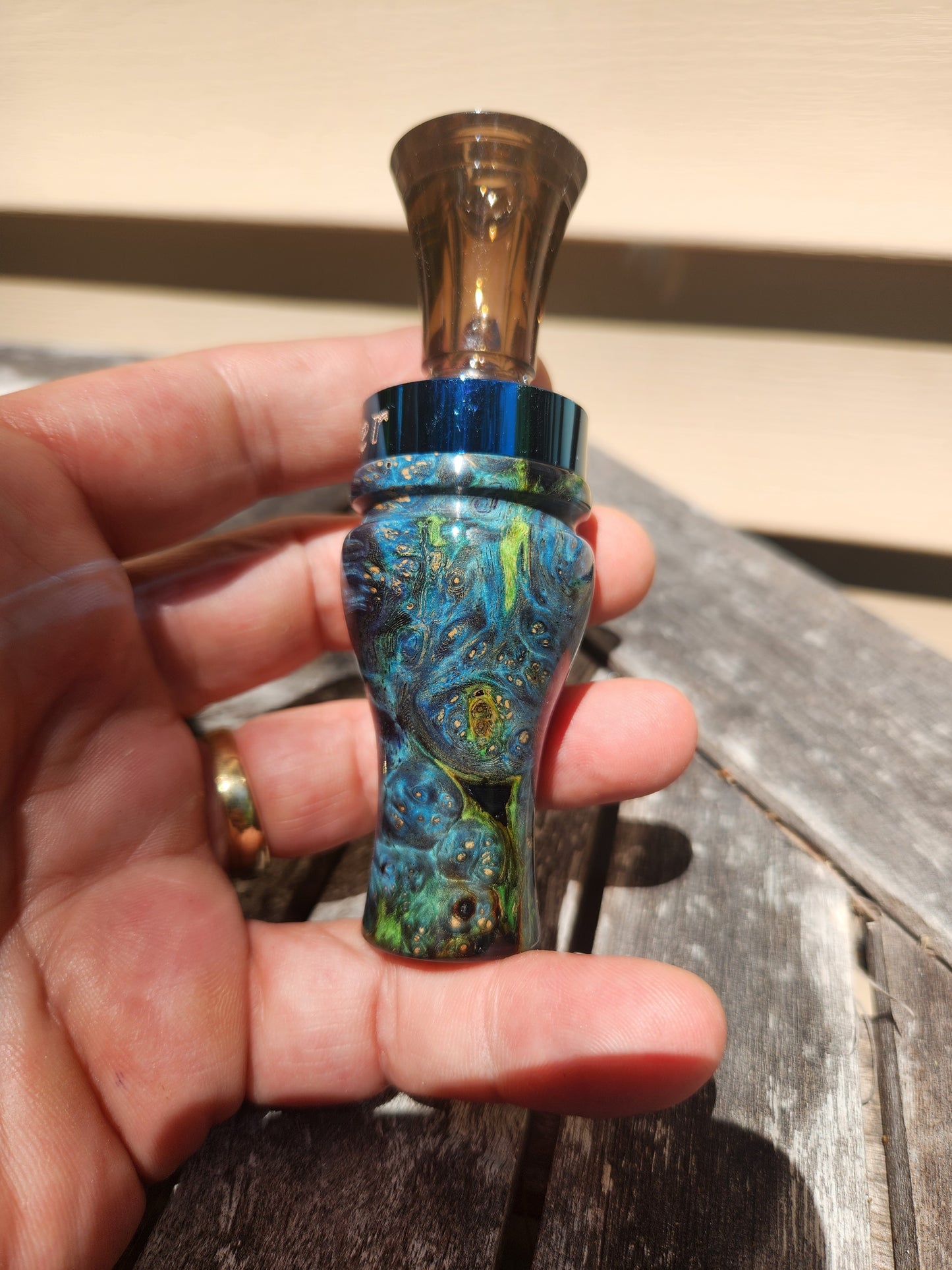 Amboyna burl wood with Resin double Reed Duck Call