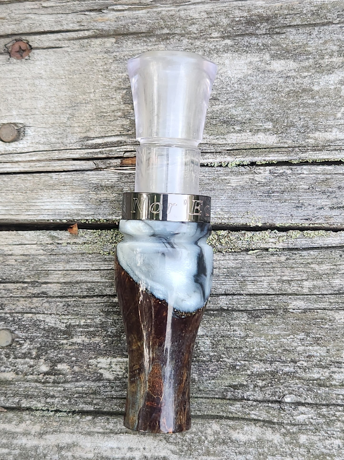 Rare dog wood burl with Resin short reed goose call