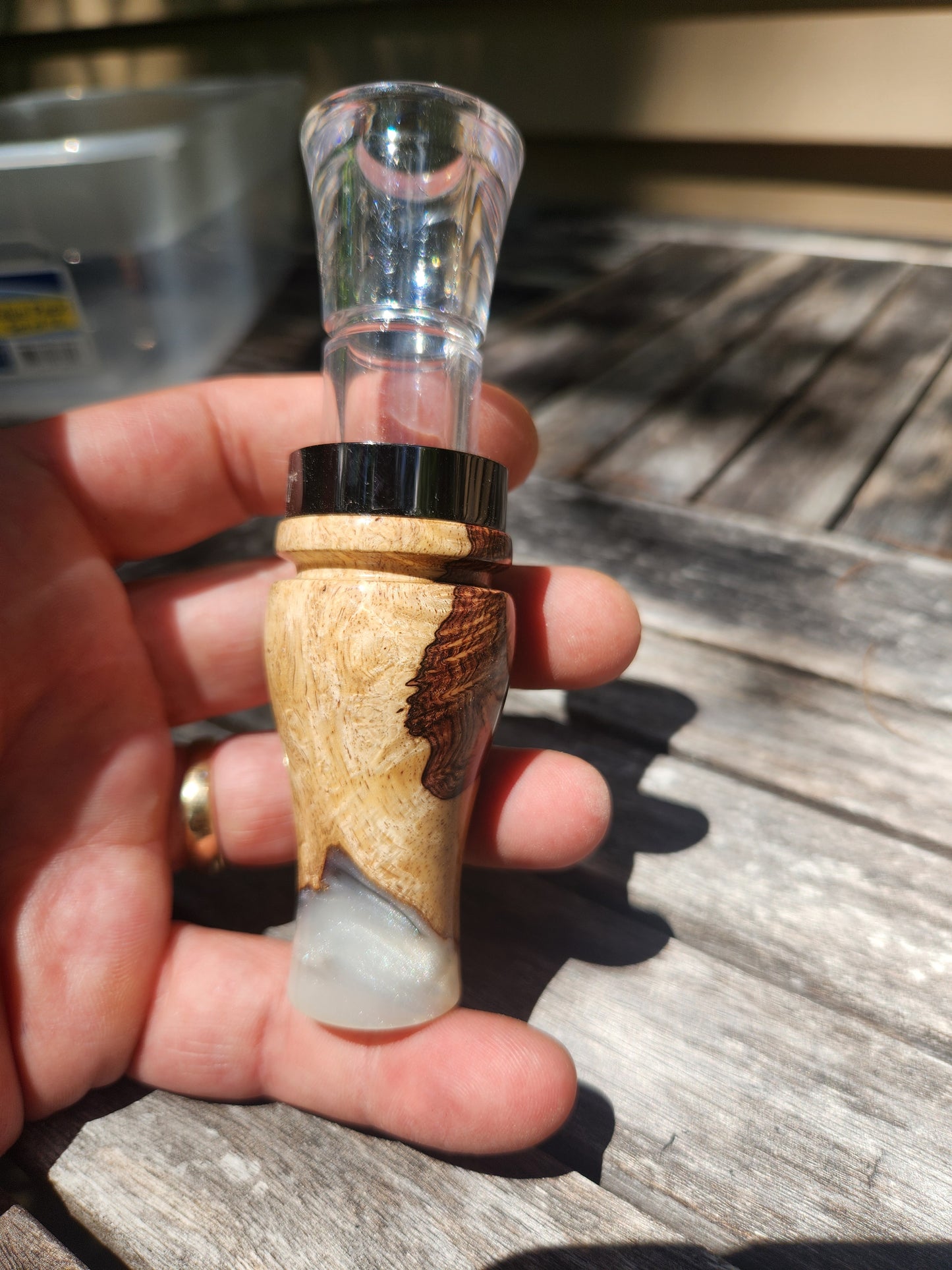 Honduran rose wood burl short reed goose call