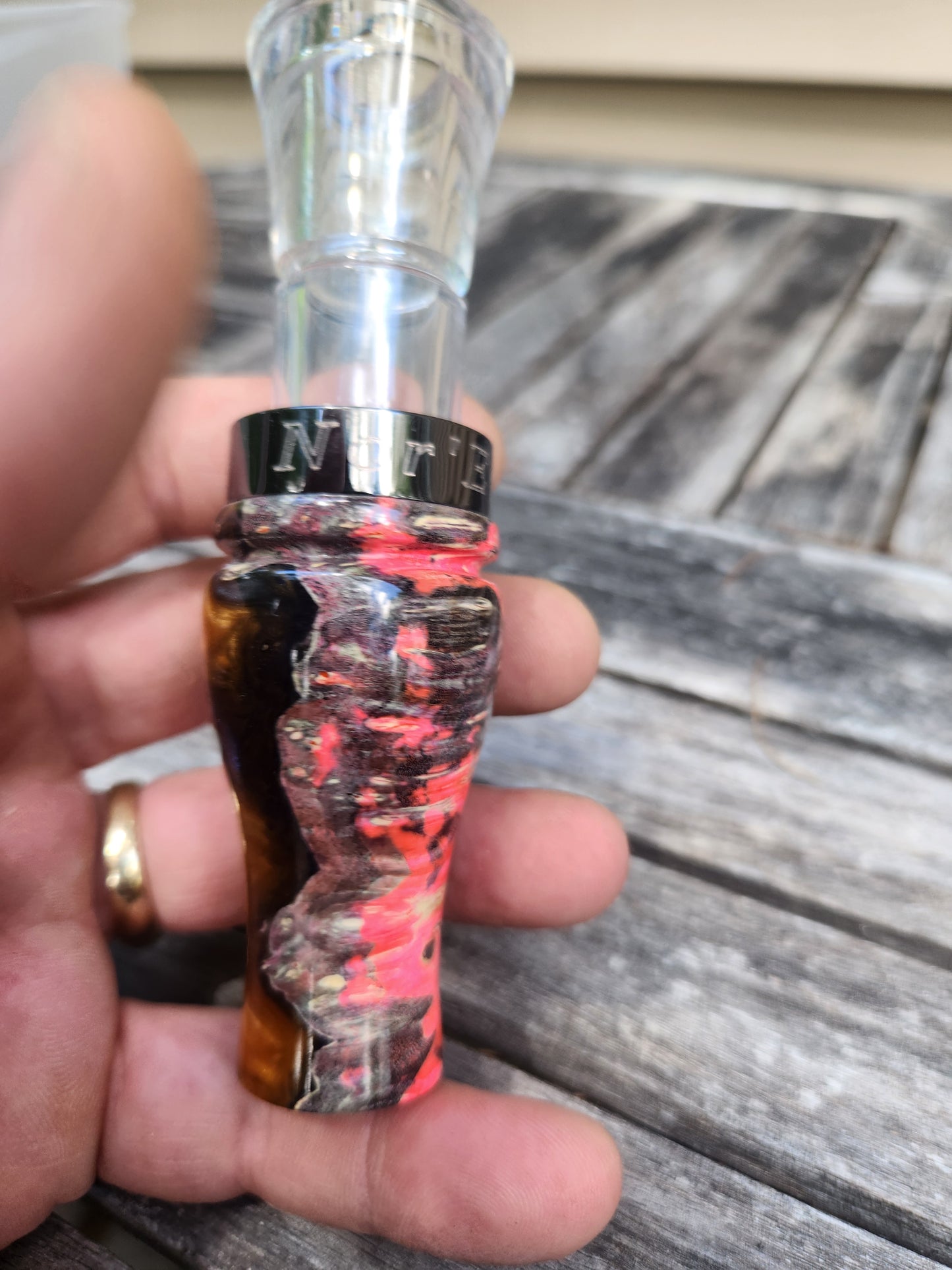 Boxelder burl wood with Resin short reed goose call