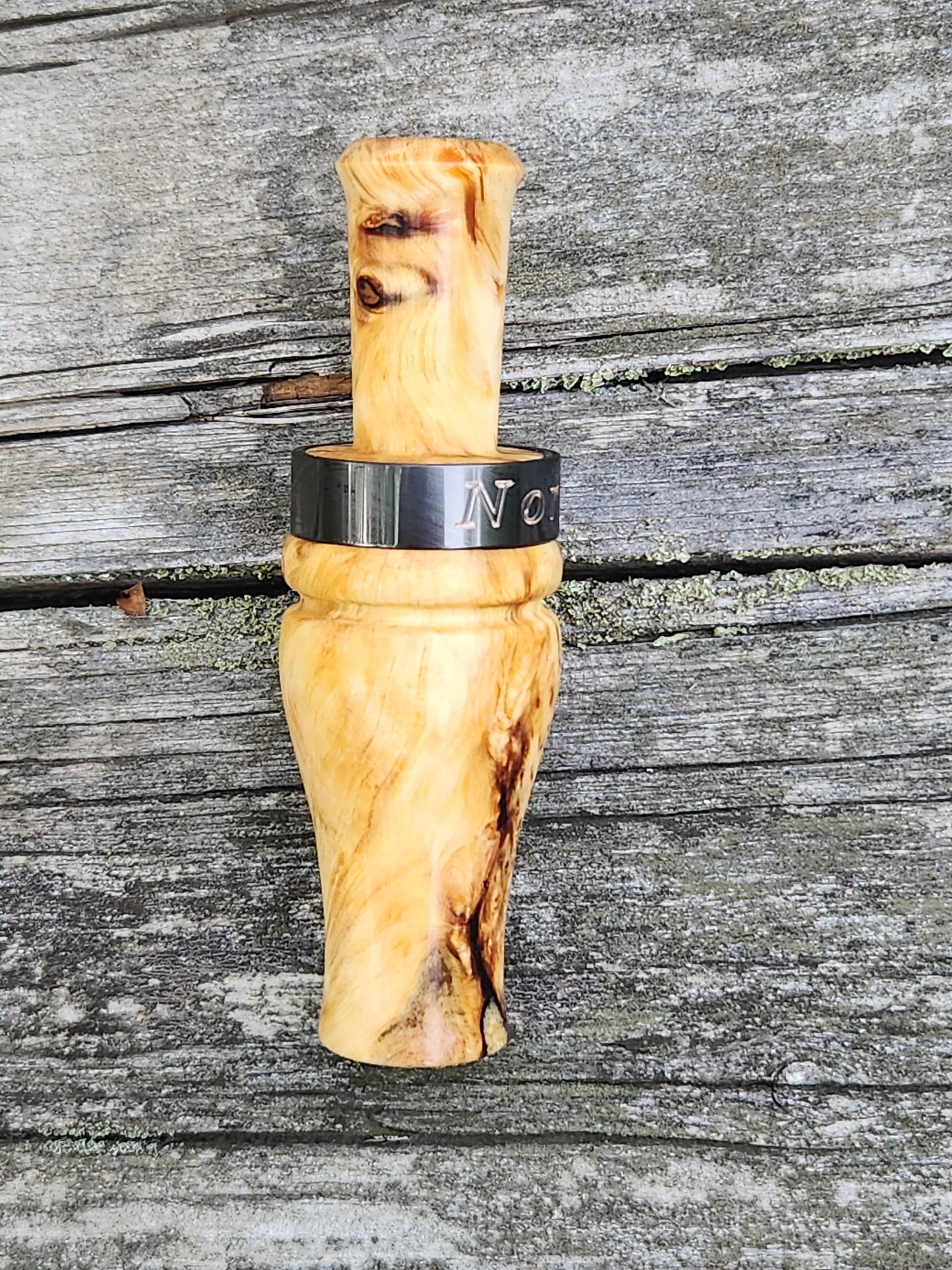 Yellow cedar burl wood teal and wood duck call