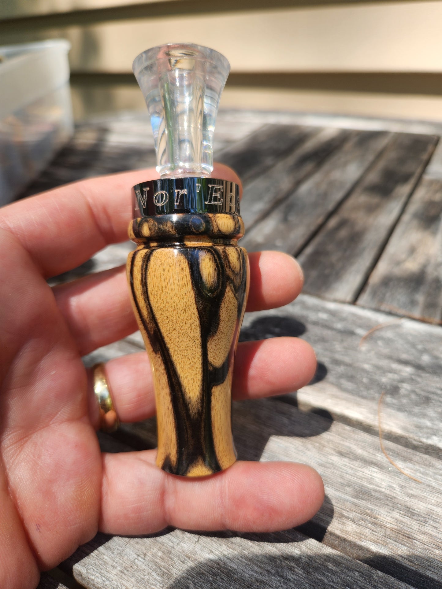 Rare Stripped ebony double reed duck call