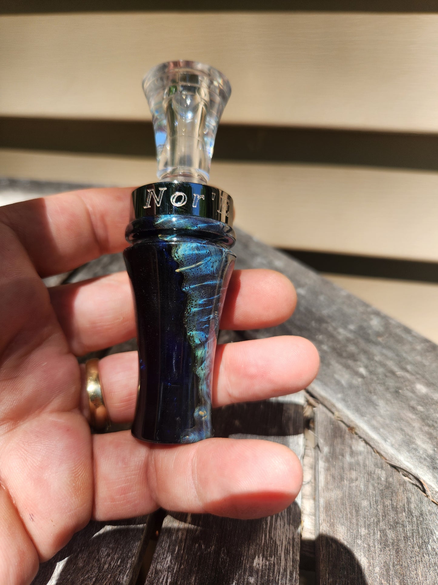 Boxelder burl wood with Resin single reed duck call