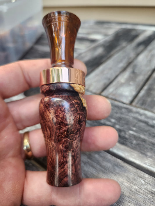 Honduran rose wood burl single reed duck call
