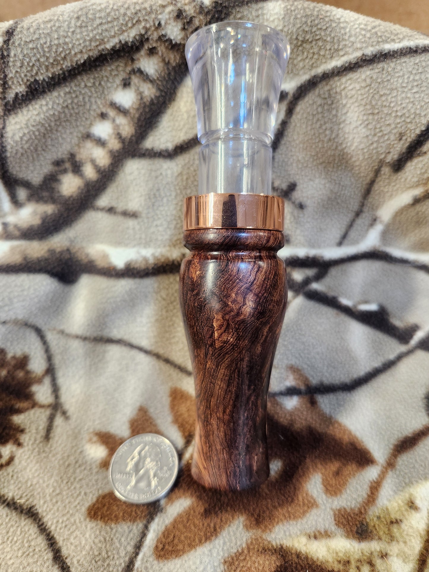 Honduran rose wood burl short reed goose call