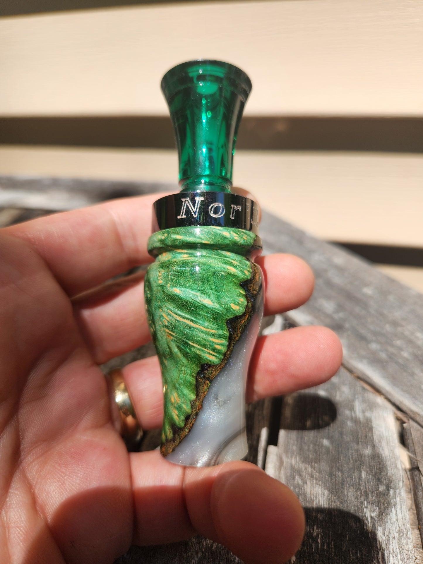 Boxelder burl wood with Resin double Reed Duck Call