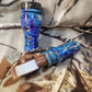 Double reed duck call made from stabilized and dyed boxelder burl wood cocobolo wood tone board