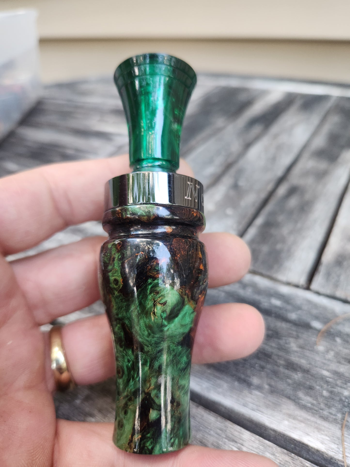 Amboyna burl wood single reed duck call