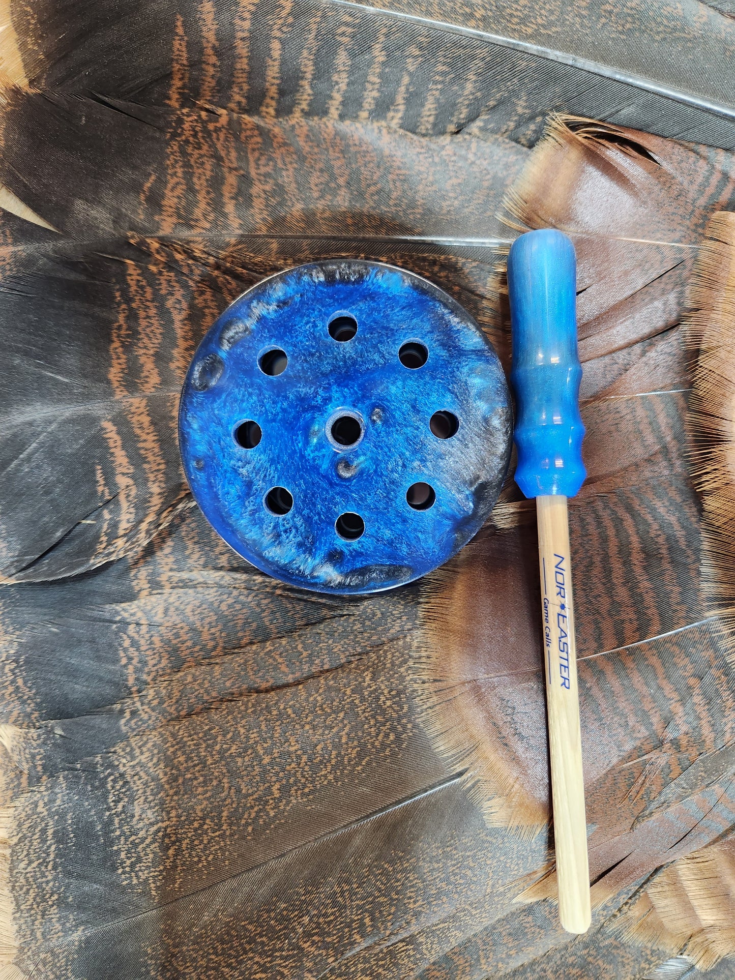 Blue grey Windbreaker turkey pot call