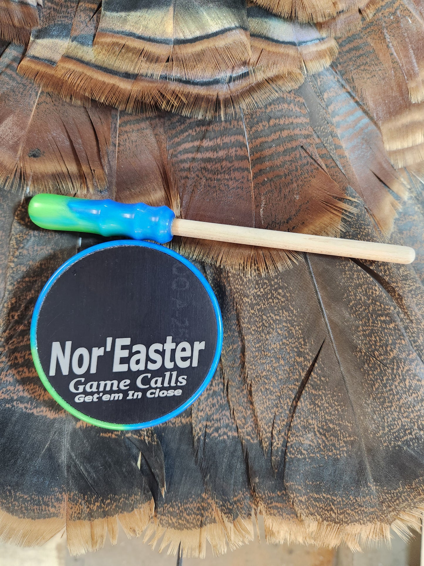 Nor'Easter Blue green windbreaker turkey pot call