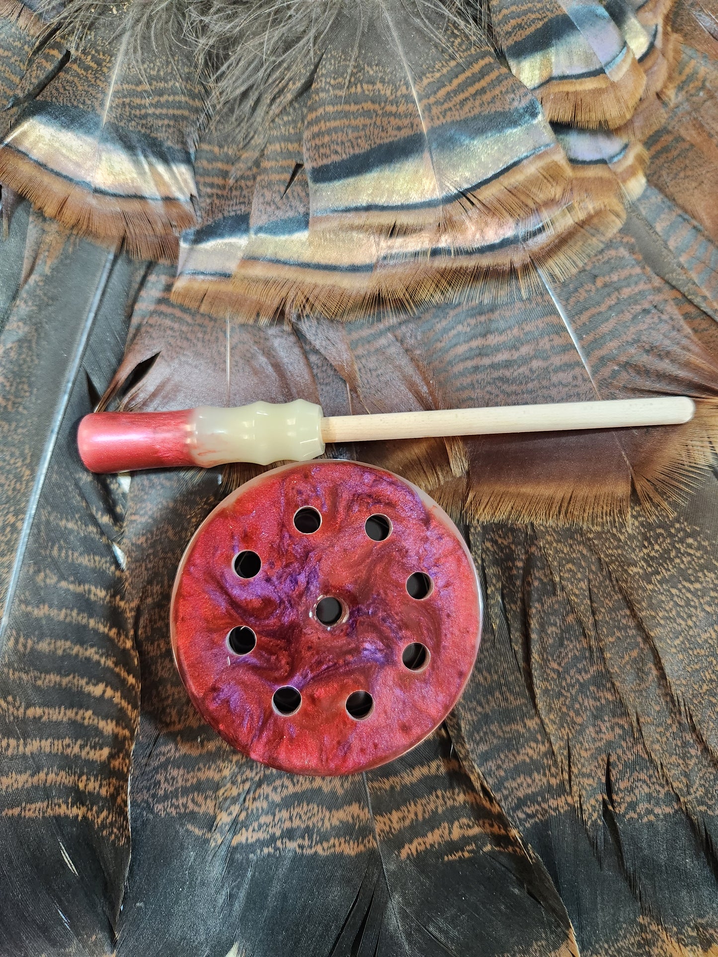 Outdoor Drive windbreaker red glow in the dark turkey pot call