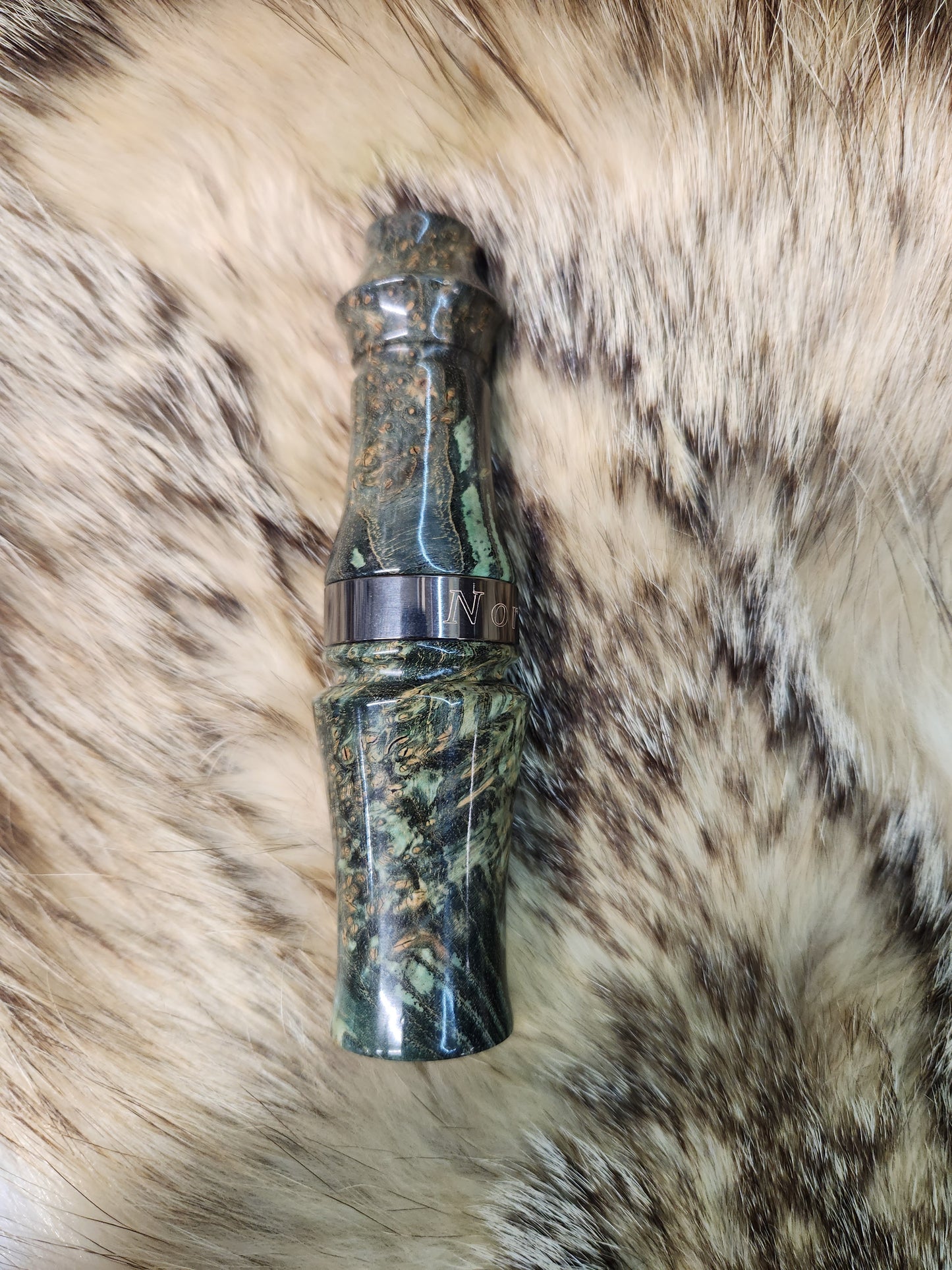 Closed reed Coyote Call black ash burl wood