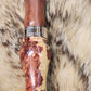 custom made short reed goose call is made from stabilized double dyed boxelder burl wood with rose wood insert