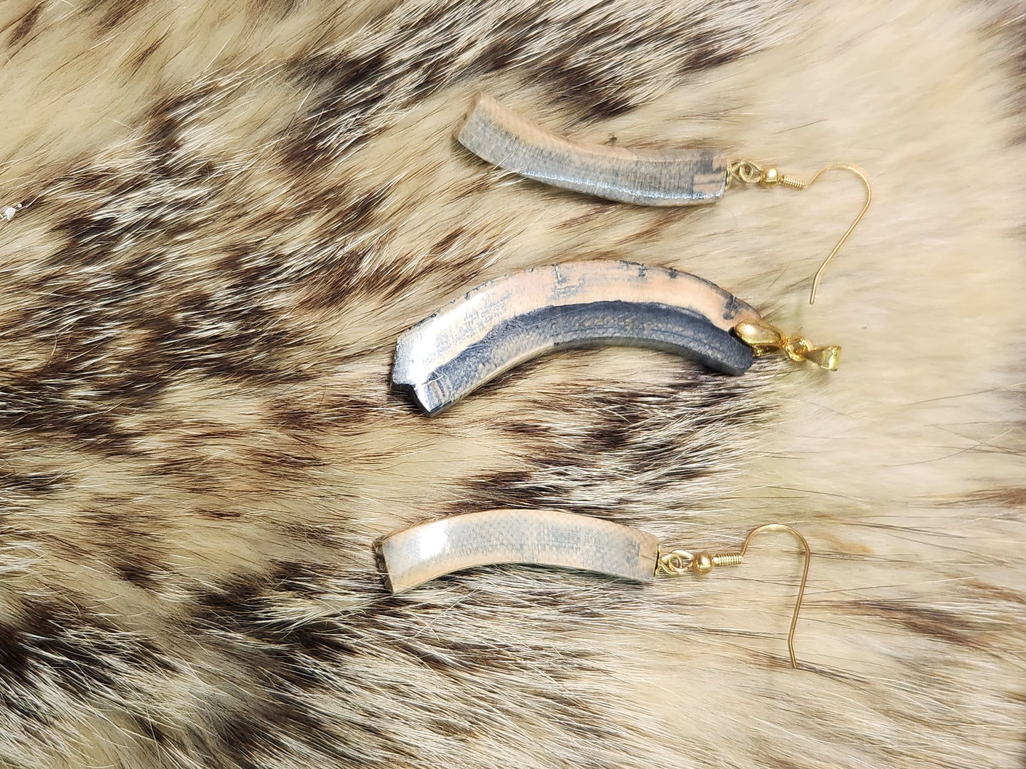 Mammoth Ivory Earings and pendant 14kt gold plated