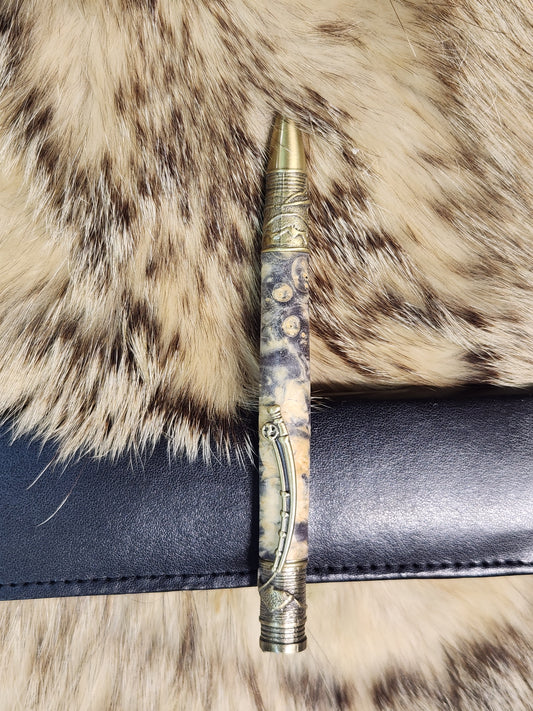 Fly fishing custom turned pen Boxelder Burl Wood