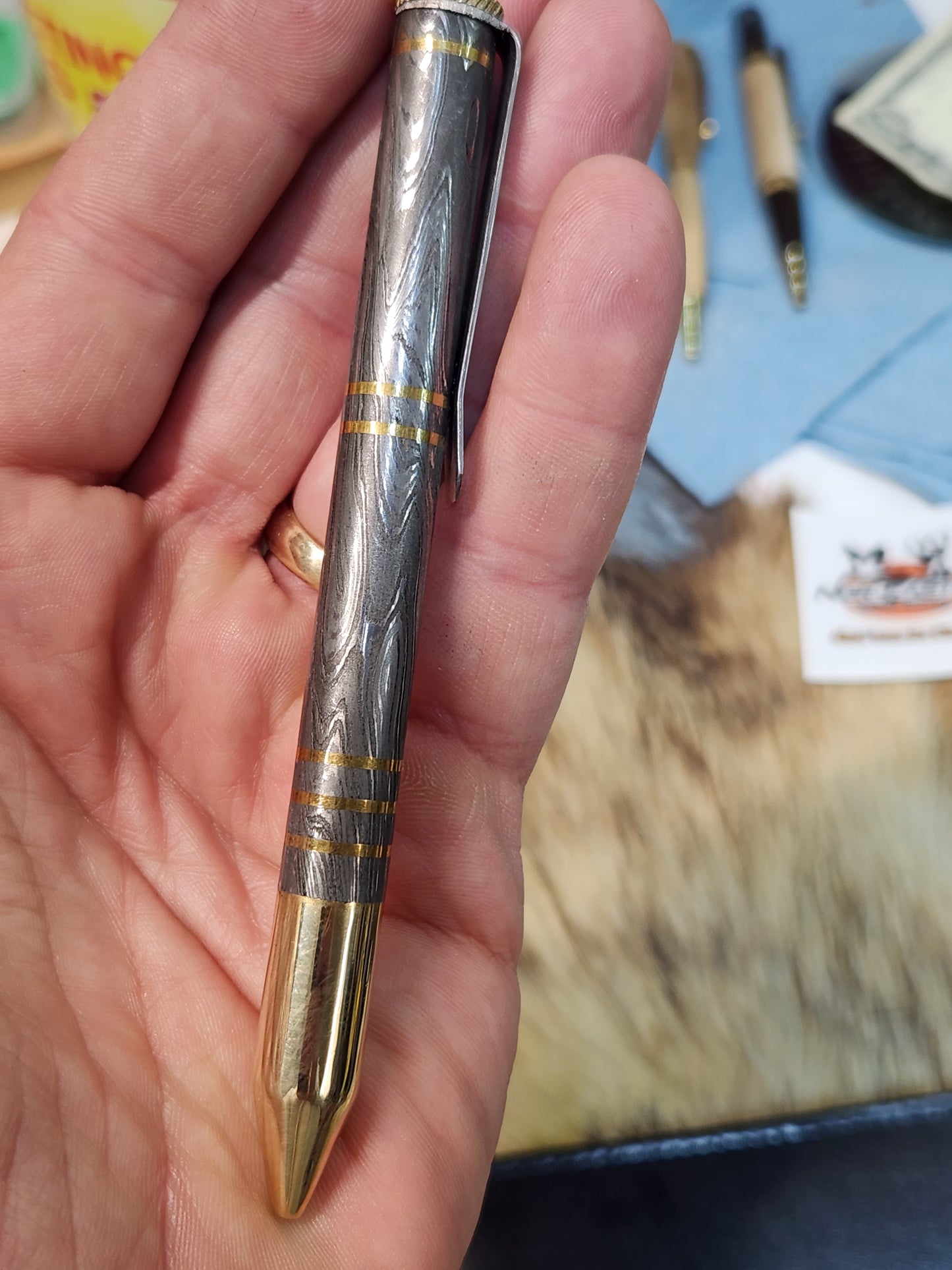 Real Damascus pen bolt action style