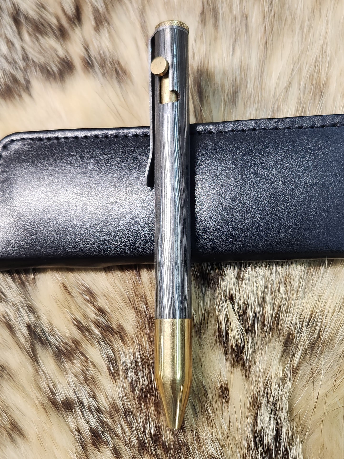 Damascus steel and brass custom pen