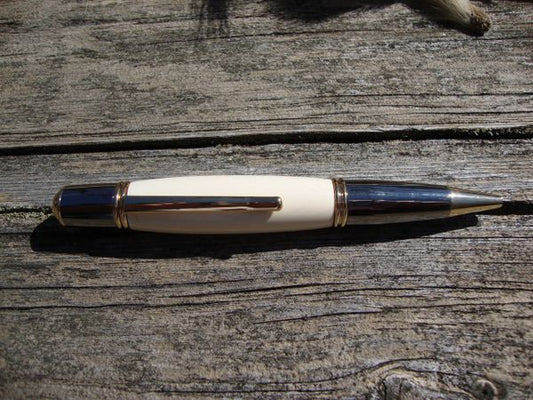 Custom Mammoth Ivory Gatsby style pen 14kt gold plated fittings
