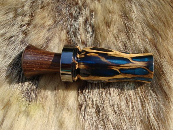 Cholla Cactus Cocobolo wood double reed insert dark blue resin infill
